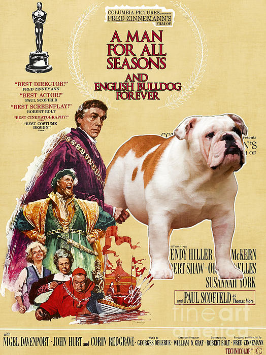 English Bulldog Art Canvas Print A Man For All Seasons Movie Poster Beach Sheet