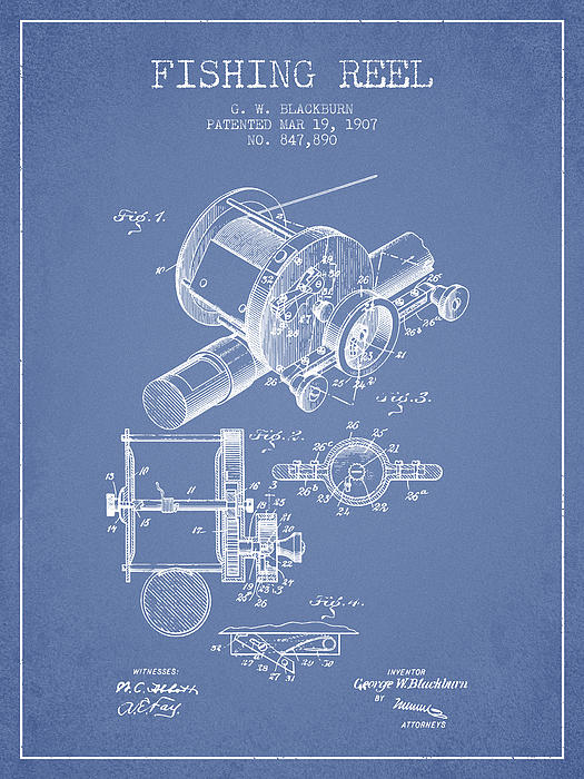 Fishing Reel Patent from 1907 - Light Blue iPhone Case by Aged