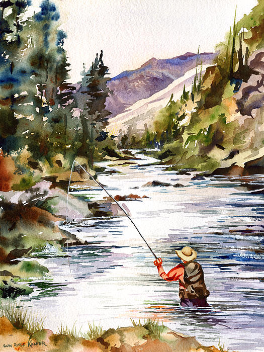 Fly Fishing in the Mountains Kids T-Shirt by Beth Kantor - Fine Art America