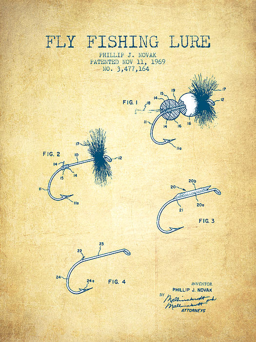 Vintage Fishing Lure Patent Drawing from 1969 #3 Greeting Card by Aged Pixel