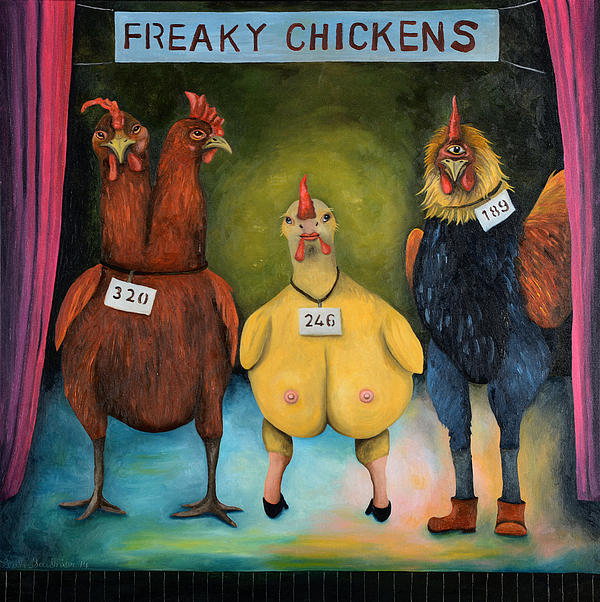 Freaky Chicken Competition Greeting Card by Leah Saulnier The