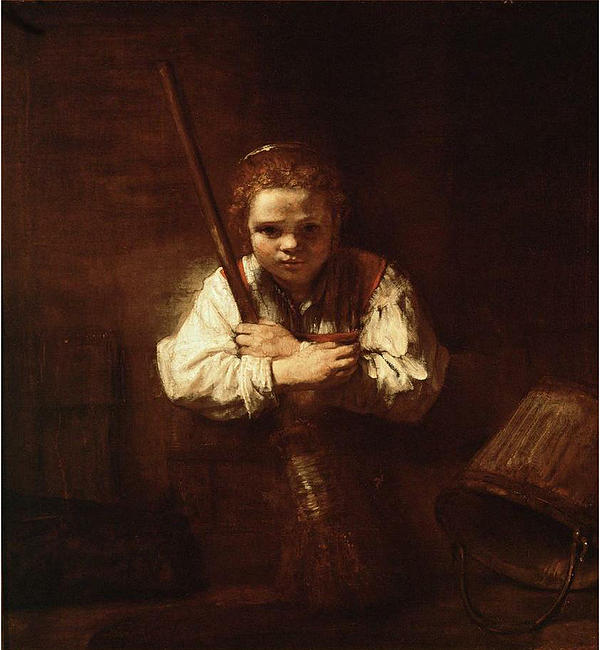 Girl With a Broom Greeting Card for Sale by Rembrandt