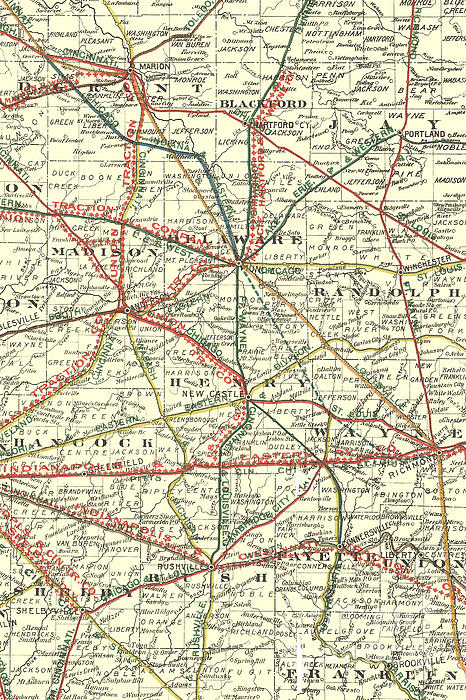 Interurban And Railroad Map Muncie Indiana by Thomas Keesling