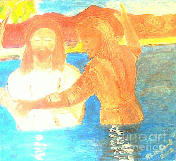 John The Baptist Baptizing Jesus In River Jordan By Immersion by ...