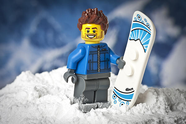 LEGO NEW MINIFIGURE SNOWBOARD WHITE AND BLUE SNOWBOARDER SNOW ACCESSORY 