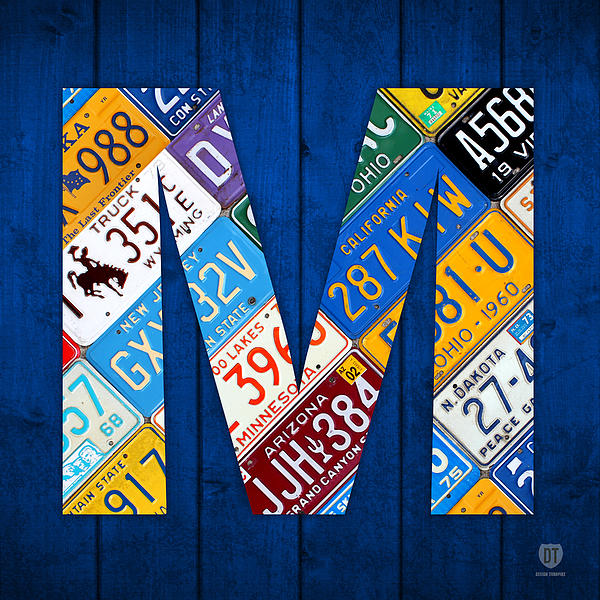Letter M Alphabet Vintage License Plate Art Weekender Tote Bag by Design  Turnpike - Pixels