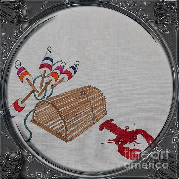 Lobster Pot and Buoys - Porthole Vignette Beach Towel by Barbara A Griffin  - Pixels
