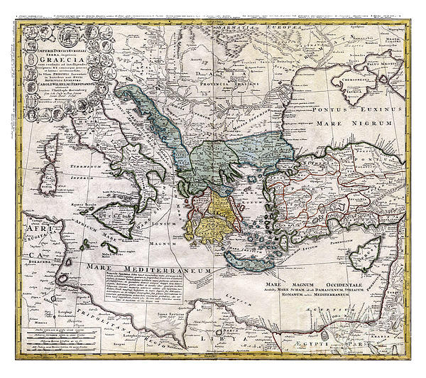 Map Of Ancient Greece And The Eastern Mediterranean By Heirs Homann  1741 Pablo Romero 