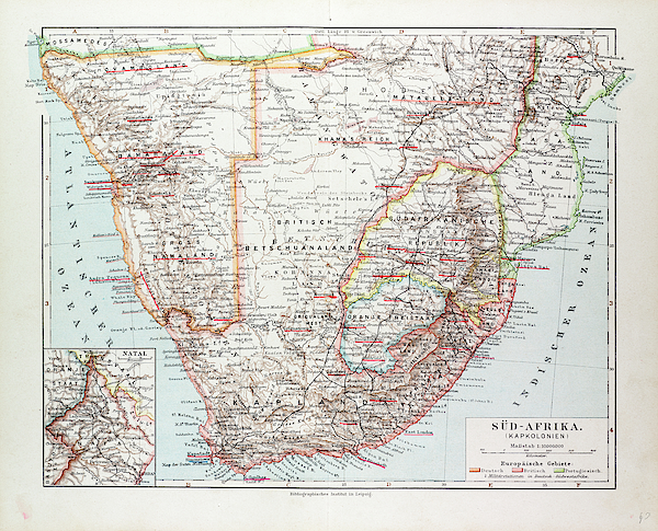 Map Of South Africa 1899 Greeting Card by South African School