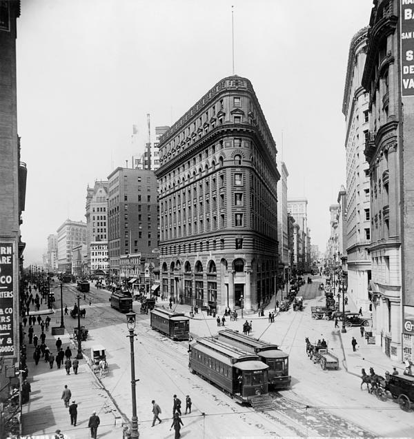 Market And Post Streets - San Francisco California - Vintage Photo From ...