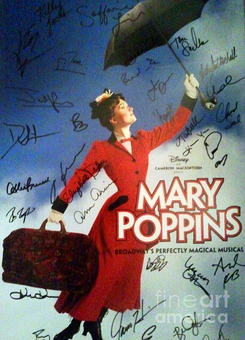 Mary Poppins Broadway Musical Poster Signed By The Cast Greeting Card ...