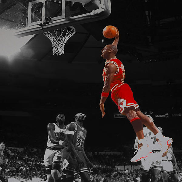 Michael Jordan Tongue Out Cradle Dunk Greeting Card for Sale by Brian ...