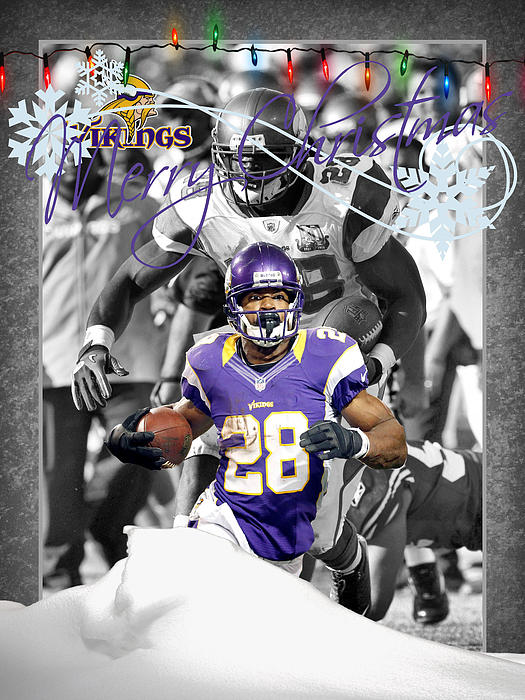 Minnesota Vikings Christmas Card Greeting Card by Joe Hamilton