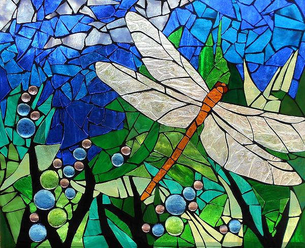 Stained Glass Dragonfly Hand-painted Leather Wallet