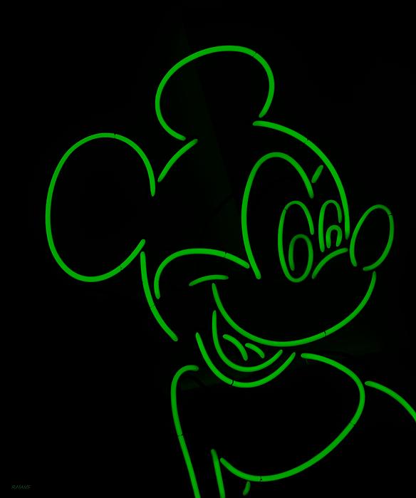 Printed T-shirt - Neon green/Mickey Mouse - Kids