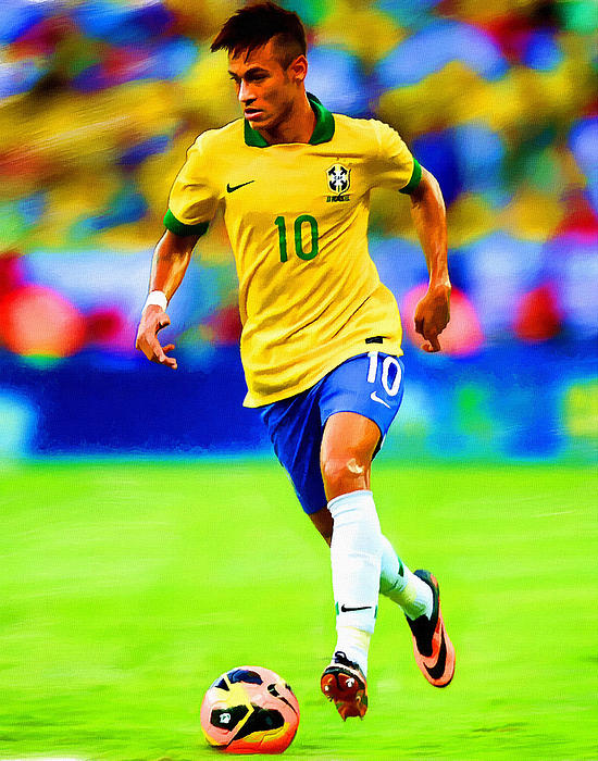 Neymar Soccer Football Art Portrait Painting Greeting Card For Sale By Andres Ramos