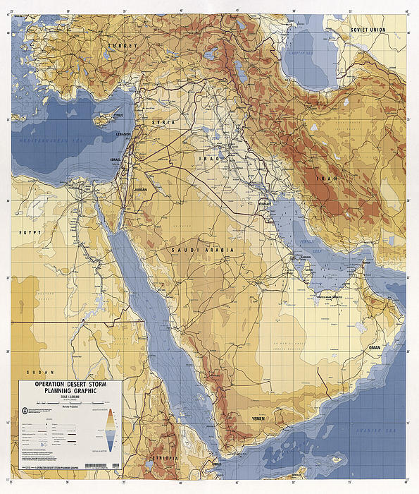 Operation Desert Storm Planning Map 1991 Greeting Card by Compass Rose Maps