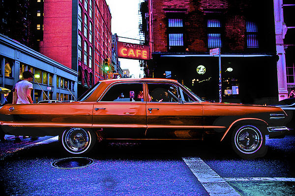 Orange Lowrider Impala Car In Soho Nyc. by Scott W Baker