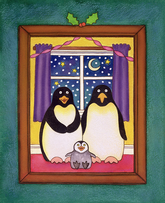https://images.fineartamerica.com/images-medium-5/penguin-family-christmas-1997-pastel-on-paper-cathy-baxter.jpg