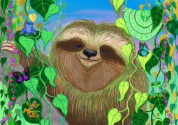Rain Forest Sloth Fleece Blanket by Nick Gustafson - Pixels