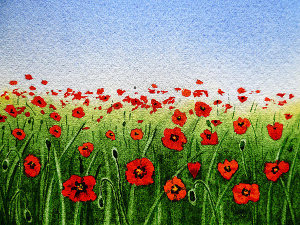 Irina Sztukowski - Red Poppies Green Field And A Blue Blue Sky