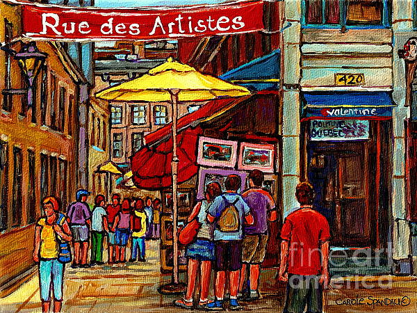 Carole Spandau - Rue Des Artistes Vieux Montreal Bistro Valentine The Old Port City Scene Paintings Carole Spandau