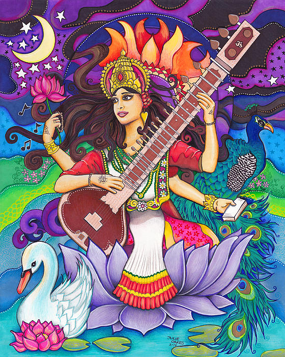 Goddess Saraswati Vector Art, Icons, and Graphics for Free Download