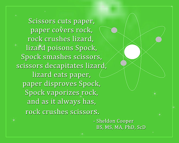 Rock Paper Scissors Lizard Spock Messenger Bag Sheldon Cooper Big Bang Theory