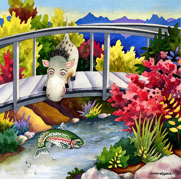 Anne Gifford - Spike the Dhog Watches a Jumping Trout