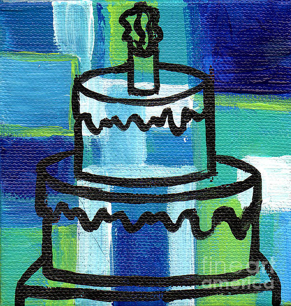 Genevieve Esson - STL250 Birthday Cake Blue and Green Small Abstract