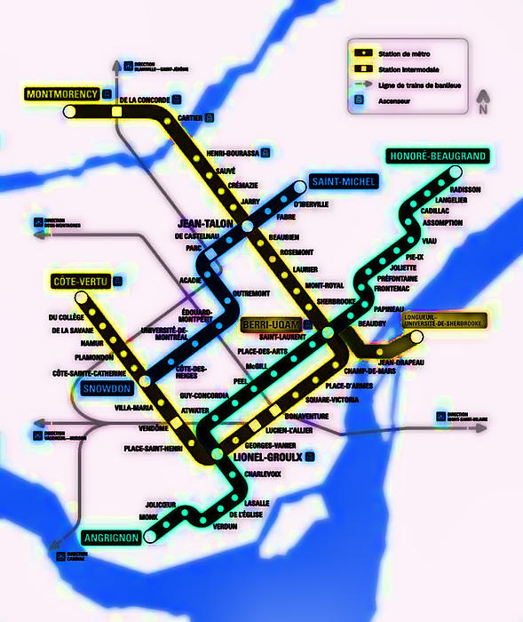 Stylised Montreal Subway Map by Jo Ann