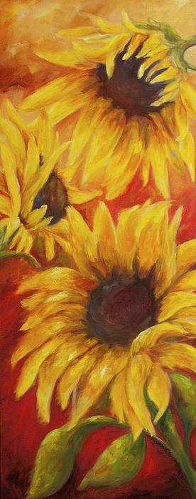 Chris Brandley - Sunflowers on Red