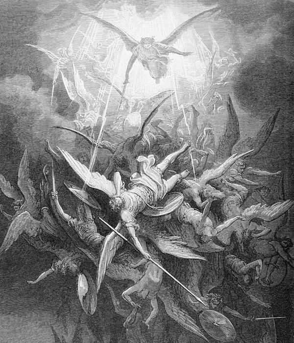 The Fall of the Rebel Angels Throw Pillow for Sale by Gustave Dore