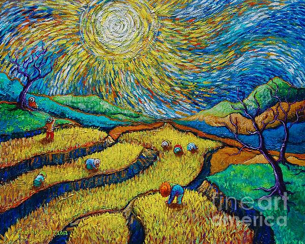 Toil Today Dream Tonight diptych painting number 1 after Van Gogh Sticker  by Paul Hilario - Fine Art America