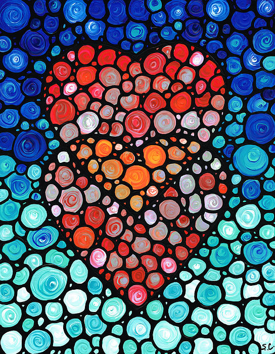 Stained Glass Puzzle Heart 