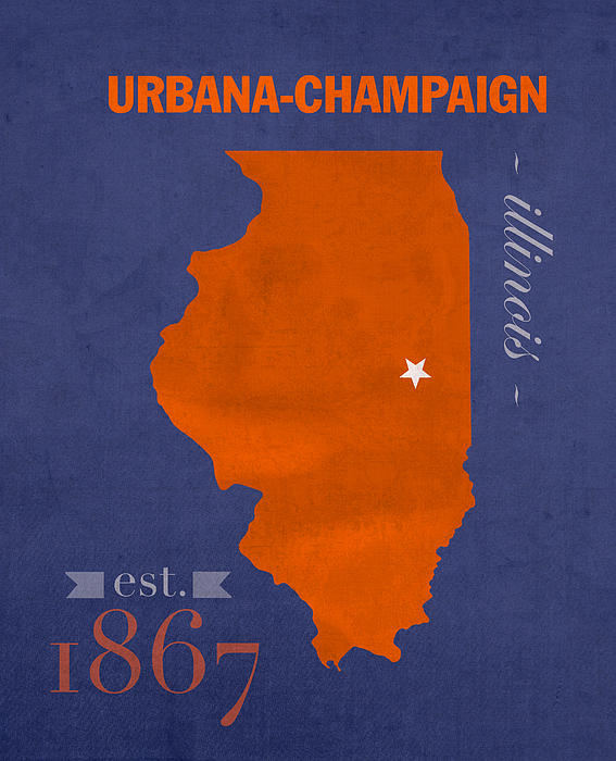 Design Turnpike - University of Illinois Fighting Illini Urbana Champaign College Town State Map Poster Series No 047