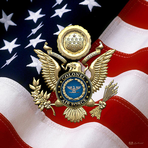 US Air Force Colonel - Col Rank Insignia over Gold Great Seal Eagle and ...
