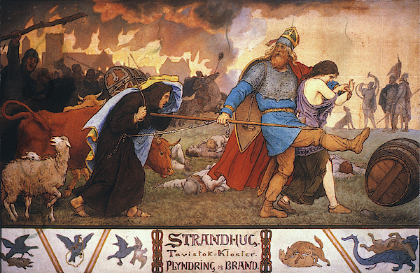 Vikings Plundering A Monastery Fleece Blanket