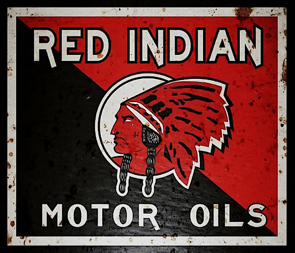 RED INDIAN MOTOR OILS  VINTAGE STYLE  GAS & ENGINE OIL quality large BADGE