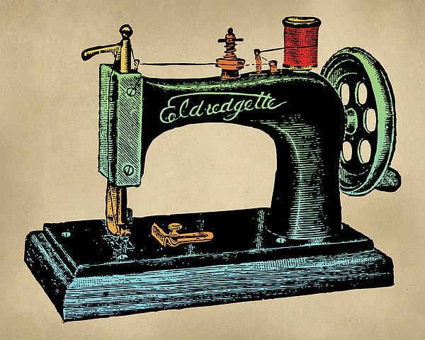 Vintage Sewing Machine Illustration Sticker by Flo Karp - Fine Art
