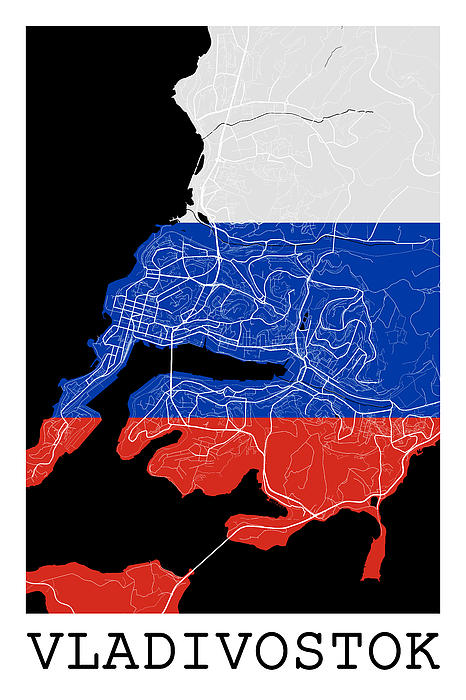 Flag Simple Map of Russia