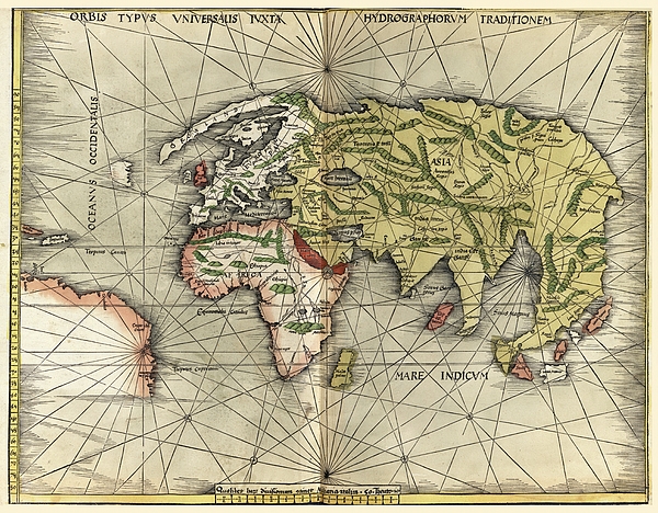 Waldseemuller 1505 World Map Greeting Card for Sale by Library Of ...