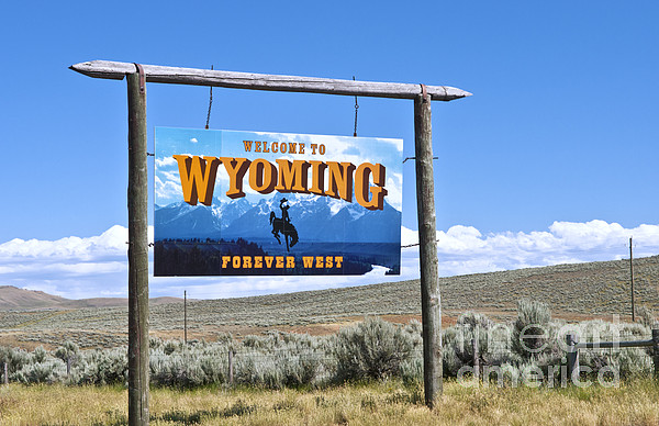 Welcome To Wyoming Sign by Bill Bachmann