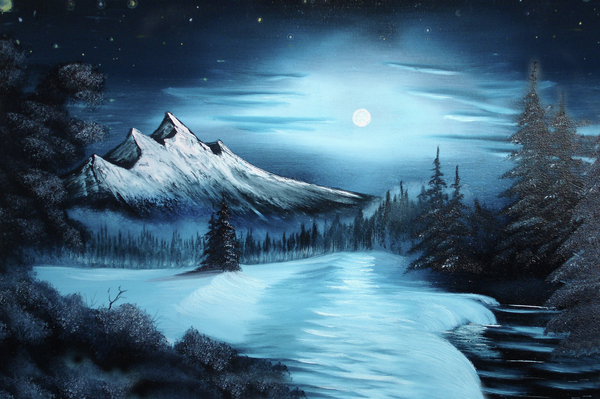 Winter Painting A La Bob Ross Greeting Card for Sale by Bruno Santoro