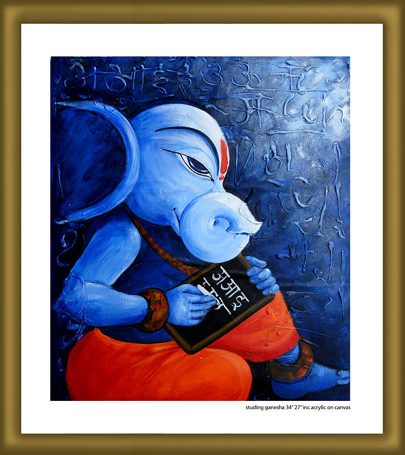 Studing Ganesha Painting by Sanjay Kumar - Pixels