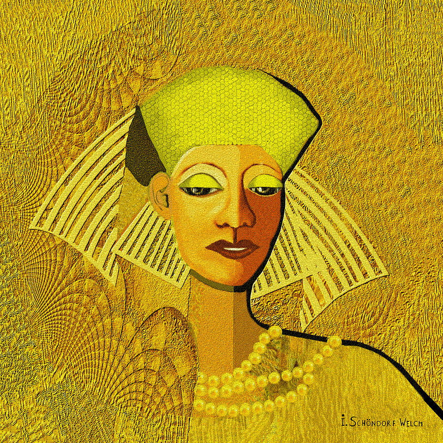  189 Metallic woman golden pearls #189 Painting by Irmgard Schoendorf Welch