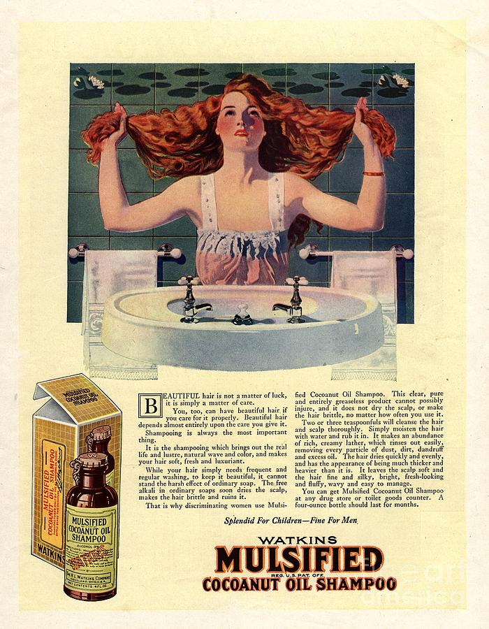 Twentieth Century Drawing -  1917 1910s Usa Mulsified Shampoo Hair by The Advertising Archives
