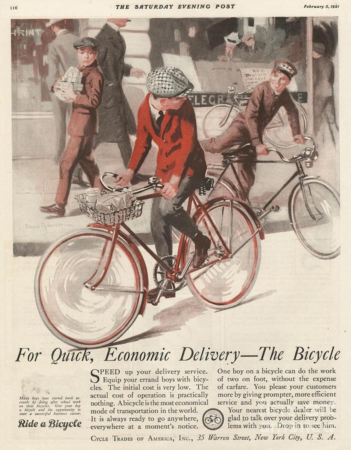 Sports Drawing -  1920s Usa  Bicycles Bikes Cycling by The Advertising Archives