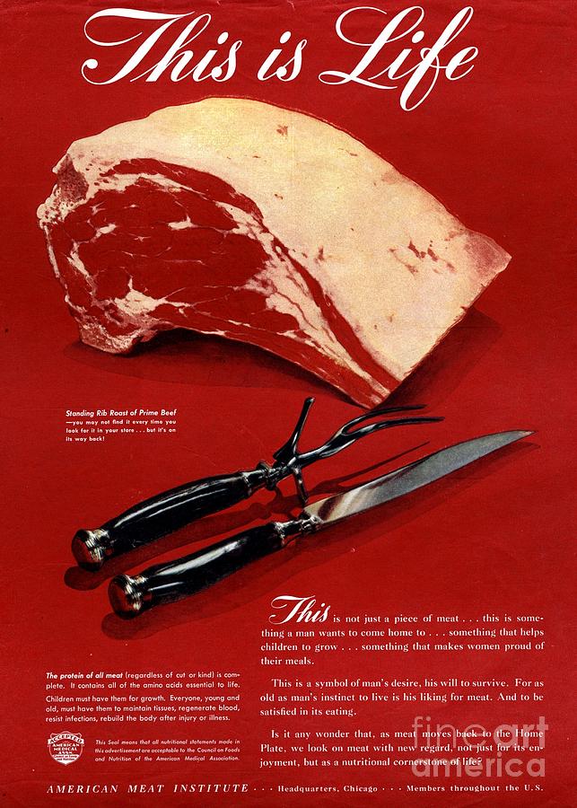 1940s Drawing -  1940s Usa Meat by The Advertising Archives