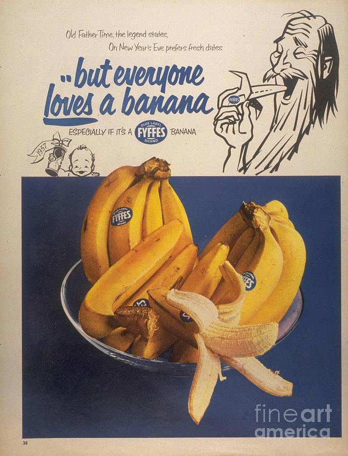 1950s Uk Fyffes Bananas Fruit Drawing by The Advertising Archives